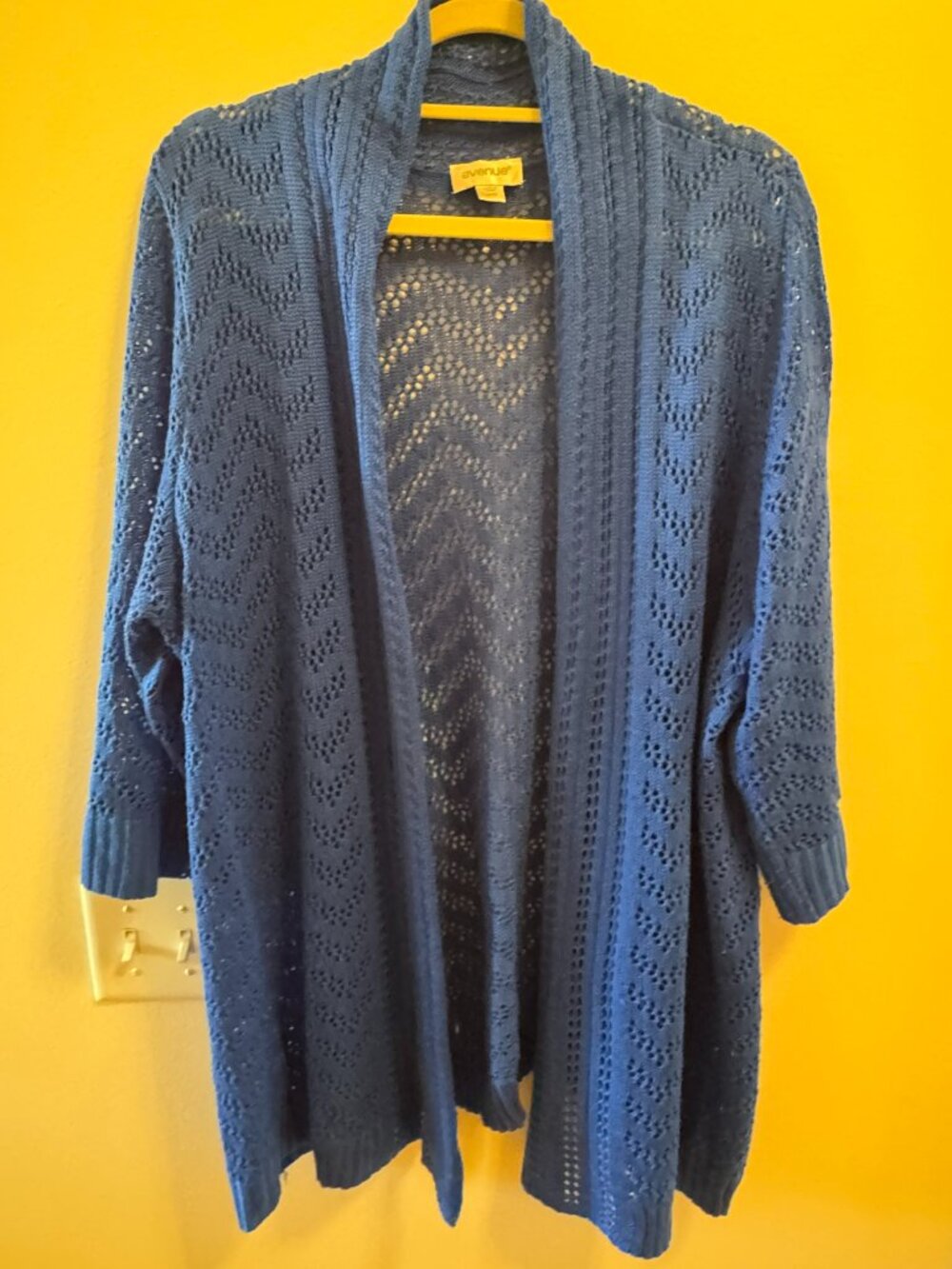 Avenue Open-Front Pointelle Cardigan | Size 18/20 | Royal Blue | Lightweight